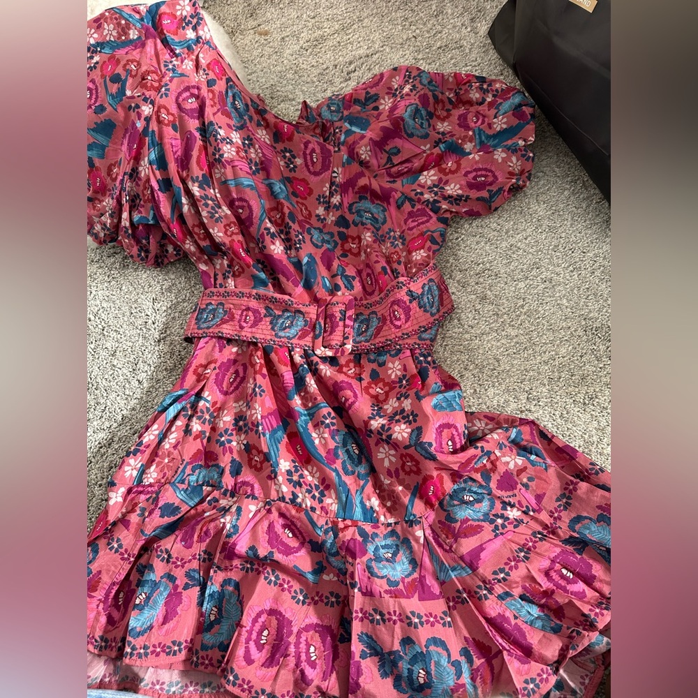 Farm RIio drop waist Floral Pink and Blue Dress NWT